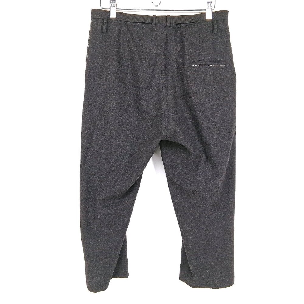 Umit Unal Pants Gray Wool Drop Crotch Trousers Slouchy Cropped Avant Garde Sz XL - Picture 4 of 16